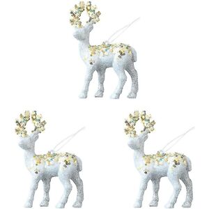 Unbranded For 3piece Christmas Tree Decorations Glitter Deer Ornaments Silver Unbranded For 3piece Christmas Tree Decorations Glitter Deer Ornaments Silver
