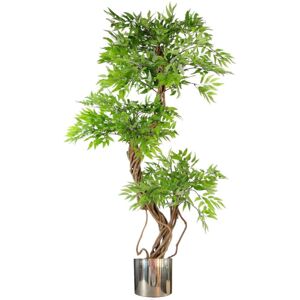 140cm Leaf Realistic Artificial Japanese Fruticosa Ficus Tree, Green Silver 140cm Leaf Realistic Artificial Japanese Fruticosa Ficus Tree, Green Silver