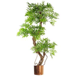 140cm Leaf Realistic Artificial Japanese Fruticosa Ficus Tree, Green Copper 140cm Leaf Realistic Artificial Japanese Fruticosa Ficus Tree, Green Copper