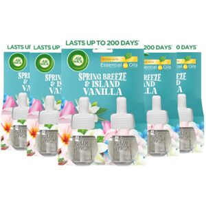 Air Wick Plug in Diffuser Twin Refill, Spring Breeze and Island Vanilla, 5 Pack Air Wick Plug in Diffuser Twin Refill, Spring Breeze and Island Vanilla, 5 Pack