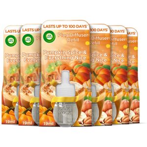 Air Wick Plug in Diffuser Refill, Pumpkin Spice & Everything Nice, Pack 6 x 19ml Air Wick Plug in Diffuser Refill, Pumpkin Spice & Everything Nice, Pack 6 x 19ml