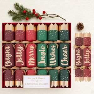 Harvey & Mason 6 Christmas Script Crackers Dinner Cracker 12 Inch Red Gold Green Harvey & Mason 6 Christmas Script Crackers Dinner Cracker 12 Inch Red Gold Green