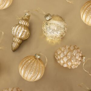 CHARLES BENTLEY 12 Piece Gold Bauble Collection, Glass Christmas Baubles, Round, CHARLES BENTLEY 12 Piece Gold Bauble Collection, Glass Christmas Baubles, Round,