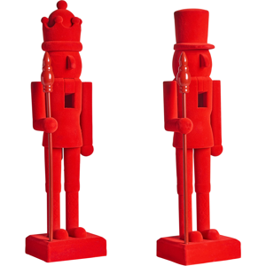 Beliani Set of 2 Figurines FLATEY Nutcracker 40 cm Red Beliani Set of 2 Figurines FLATEY Nutcracker 40 cm Red