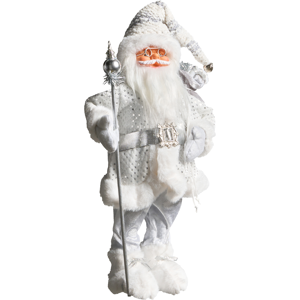Beliani Christmas Decoration NELAUG Santa Claus 48 cm Silver Beliani Christmas Decoration NELAUG Santa Claus 48 cm Silver