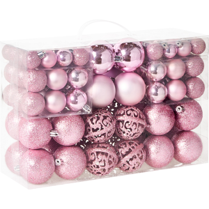 Beliani Set of 100 Baubles VANERN Pink Beliani Set of 100 Baubles VANERN Pink