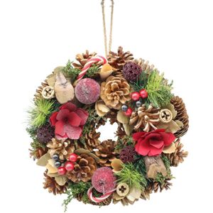 URBN Living (Candy Cane) 25cm Christmas Pinecone Wreath w/ Jute Hanger Decoration URBN Living (Candy Cane) 25cm Christmas Pinecone Wreath w/ Jute Hanger Decoration