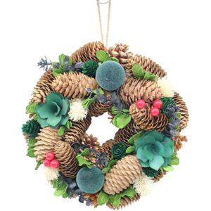 URBN Living (Teal Green) 25cm Christmas Pinecone Wreath w/ Jute Hanger Decoration URBN Living (Teal Green) 25cm Christmas Pinecone Wreath w/ Jute Hanger Decoration