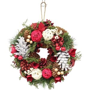 URBN Living (Red, White & Green) 25cm Christmas Pinecone Wreath w/ Jute Hanger Decoration URBN Living (Red, White & Green) 25cm Christmas Pinecone Wreath w/ Jute Hanger Decoration
