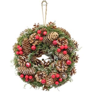 URBN Living (Brown & Red Berries) 34cm Christmas Pinecone Wreath w/ Jute Hanger Decoration URBN Living (Brown & Red Berries) 34cm Christmas Pinecone Wreath w/ Jute Hanger Decoration