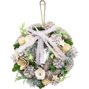 URBN Living (Cream, Silver & Green) 34cm Christmas Pinecone Wreath w/ Jute Hanger Decoration URBN Living (Cream, Silver & Green) 34cm Christmas Pinecone Wreath w/ Jute Hanger Decoration