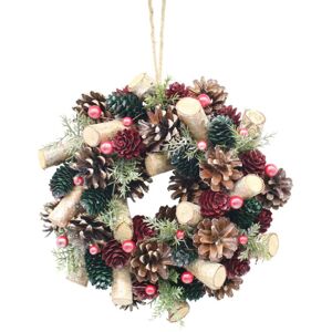 URBN Living (Red, Green & Wood) 34cm Christmas Pinecone Wreath w/ Jute Hanger Decoration URBN Living (Red, Green & Wood) 34cm Christmas Pinecone Wreath w/ Jute Hanger Decoration