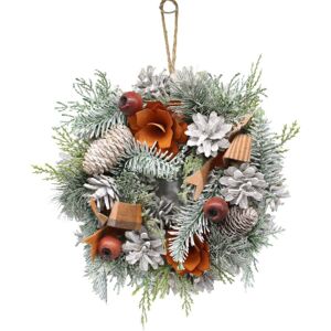 URBN Living (Orange & White) 34cm Christmas Pinecone Wreath w/ Jute Hanger Decoration URBN Living (Orange & White) 34cm Christmas Pinecone Wreath w/ Jute Hanger Decoration
