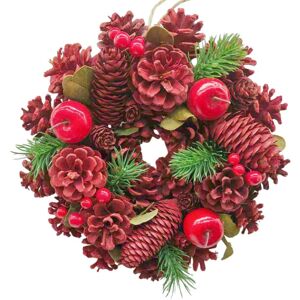 URBN Living (Red, Apple & Berry) 34cm Christmas Pinecone Wreath w/ Jute Hanger Decoration URBN Living (Red, Apple & Berry) 34cm Christmas Pinecone Wreath w/ Jute Hanger Decoration