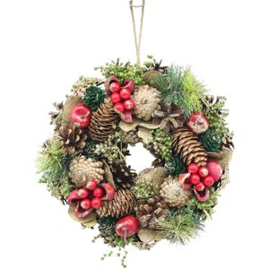 URBN Living (Red, Green & Gold Glitter) 34cm Christmas Pinecone Wreath w/ Jute Hanger Decora URBN Living (Red, Green & Gold Glitter) 34cm Christmas Pinecone Wreath w/ Jute Hanger Decora