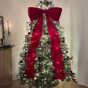 Unbranded (1pc) Giant Red Velvet Christmas Tree Topper Bow,Elegant Large Bow for Indoor/Ou Unbranded (1pc) Giant Red Velvet Christmas Tree Topper Bow,Elegant Large Bow for Indoor/Ou