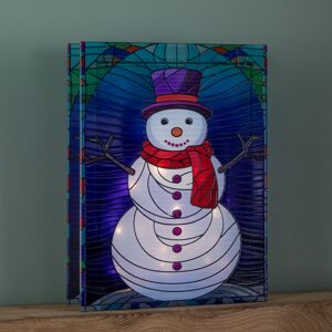 Premier 28cm Battery Operated Light up Double Sided Stained Glass Snowman Decoration wit Premier 28cm Battery Operated Light up Double Sided Stained Glass Snowman Decoration wit