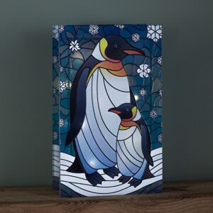 Premier 21cm Battery Operated Light up Double Sided Stained Glass Mother & Baby Penguin Premier 21cm Battery Operated Light up Double Sided Stained Glass Mother & Baby Penguin