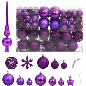 vidaXL Christmas Bauble Set 111 Piece Christmas Ball Decor Purple Polystyrene vidaXL Christmas Bauble Set 111 Piece Christmas Ball Decor Purple Polystyrene