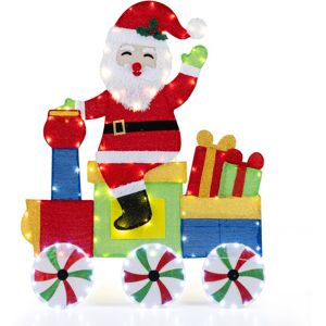 Costway Pre-lit Santa on Train Christmas Decoration 2D Santa Claus Gift Boxes Costway Pre-lit Santa on Train Christmas Decoration 2D Santa Claus Gift Boxes