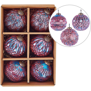 Beliani Pink Glass Christmas Baubles Set - Vintage Holiday Decor Beliani Pink Glass Christmas Baubles Set - Vintage Holiday Decor