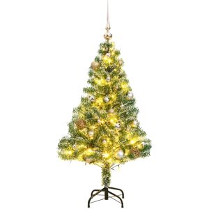 vidaXL Artificial Christmas Tree 150 LEDs&Ball Set&Flocked Snow 120 cm vidaXL Artificial Christmas Tree 150 LEDs&Ball Set&Flocked Snow 120 cm