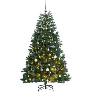 vidaXL Artificial Hinged Christmas Tree 300 LEDs & Ball Set 180 cm vidaXL Artificial Hinged Christmas Tree 300 LEDs & Ball Set 180 cm