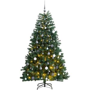 vidaXL Artificial Hinged Christmas Tree 300 LEDs & Ball Set 210 cm vidaXL Artificial Hinged Christmas Tree 300 LEDs & Ball Set 210 cm