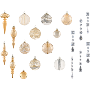 Beliani Set of 35 Baubles BLING Glass Gold Beliani Set of 35 Baubles BLING Glass Gold