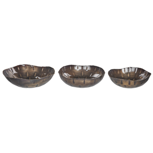 Beliani Set of 3 Bowls PINANG Metal Brass Beliani Set of 3 Bowls PINANG Metal Brass