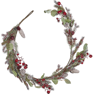 Beliani Christmas Garland - Red and Green Faux Decor 150cm Beliani Christmas Garland - Red and Green Faux Decor 150cm