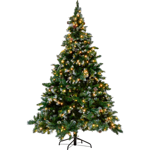 Beliani Christmas Tree - 210cm Green Pre-Lit with Snow & Pine Cones Beliani Christmas Tree - 210cm Green Pre-Lit with Snow & Pine Cones