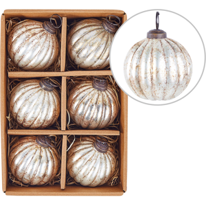 Beliani Set of 6 Baubles IVOIRE Glass Silver Beliani Set of 6 Baubles IVOIRE Glass Silver