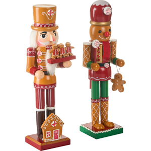 Beliani Set of 2 Figurines GRANSJON Nutcracker 35 cm Orange Beliani Set of 2 Figurines GRANSJON Nutcracker 35 cm Orange
