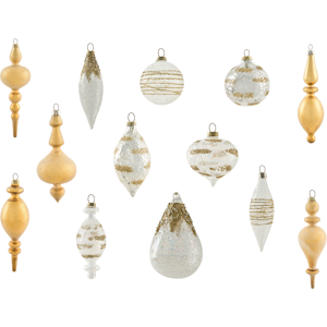 Beliani Set of 25 Baubles ICICLE Glass Transparent/ Gold Beliani Set of 25 Baubles ICICLE Glass Transparent/ Gold