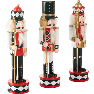 Beliani Set of 3 Figurines RICKLEAN Nutcracker 30 cm Red/ White Beliani Set of 3 Figurines RICKLEAN Nutcracker 30 cm Red/ White