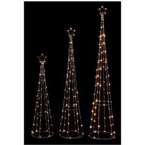 Premier Set of 3 Christmas Pyramid Cone Lights Warm White 250 LED Indoor Outdoor Premier Set of 3 Christmas Pyramid Cone Lights Warm White 250 LED Indoor Outdoor