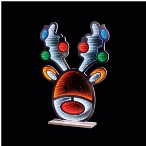 Premier Reindeer Christmas Infinity Mirror Light Decoration LED Light 60cm Premier Reindeer Christmas Infinity Mirror Light Decoration LED Light 60cm