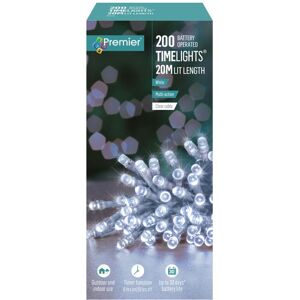 Premier 200 LED 20m 8 Function Battery Christmas Timer Lights In Cool White Premier 200 LED 20m 8 Function Battery Christmas Timer Lights In Cool White