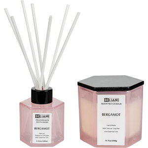 Beliani Pink Scented Candle & Diffuser Set - Fragrance & Soy Wax Beliani Pink Scented Candle & Diffuser Set - Fragrance & Soy Wax