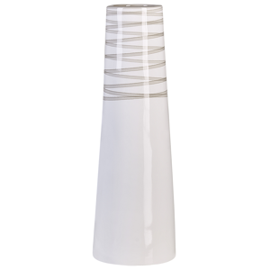 Beliani TARRAGONA Handmade Ceramic 57 cm White Decorative Vase Beliani TARRAGONA Handmade Ceramic 57 cm White Decorative Vase