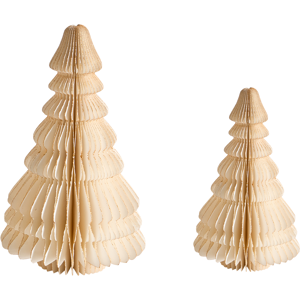 Beliani Set of 2 Figurines SKJOMA Christmas Tree 15/20 cm Beige Beliani Set of 2 Figurines SKJOMA Christmas Tree 15/20 cm Beige