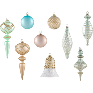 Beliani Set of 35 Baubles FROSTING Glass Multicolour Beliani Set of 35 Baubles FROSTING Glass Multicolour