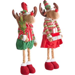 Beliani Set of 2 Christmas Decorations ULDALSANA Reindeer 66-95 cm Multicolour Beliani Set of 2 Christmas Decorations ULDALSANA Reindeer 66-95 cm Multicolour