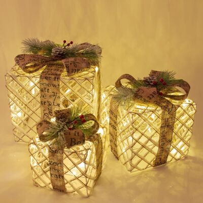 The Christmas Workshop - 70289 - Brown - Set of 3 - Light-Up Boxes The Christmas Workshop - 70289 - Brown - Set of 3 - Light-Up Boxes
