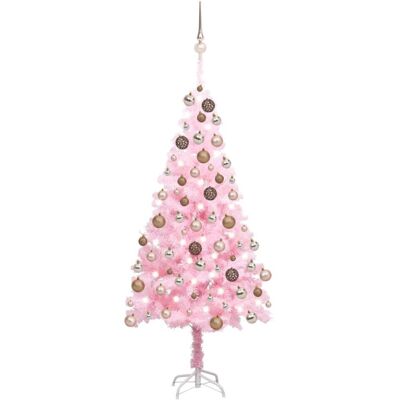vidaXL Pink Pre-lit Christmas Tree - Christmas Tree with LEDs & Balls 180cm vidaXL Pink Pre-lit Christmas Tree - Christmas Tree with LEDs & Balls 180cm
