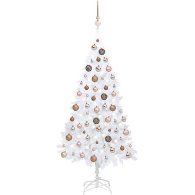 vidaXL White 120cm Pre-lit PVC Christmas Tree with Balls vidaXL White 120cm Pre-lit PVC Christmas Tree with Balls