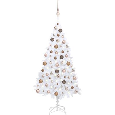vidaXL White PVC Pre-lit Christmas Tree with Balls - Christmas Tree vidaXL White PVC Pre-lit Christmas Tree with Balls - Christmas Tree