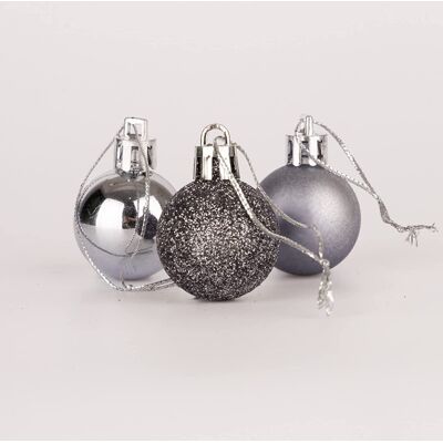 SHATCHI - 24Pcs 30mm - Dark Grey - Christmas - Baubles SHATCHI - 24Pcs 30mm - Dark Grey - Christmas - Baubles