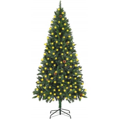 vidaXL Artificial Pre-lit Christmas Tree with Pine Cones Artificial Tree Green vidaXL Artificial Pre-lit Christmas Tree with Pine Cones Artificial Tree Green